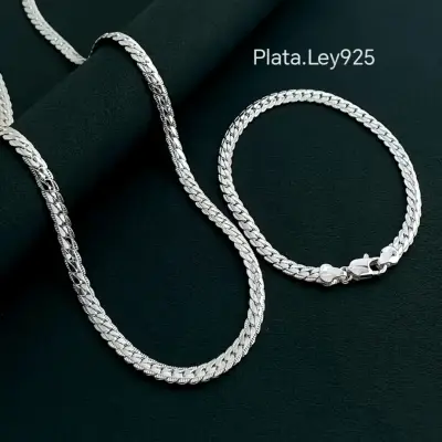 Conjunto de collar y pulsera de plata Ley 925 - miniatura 1