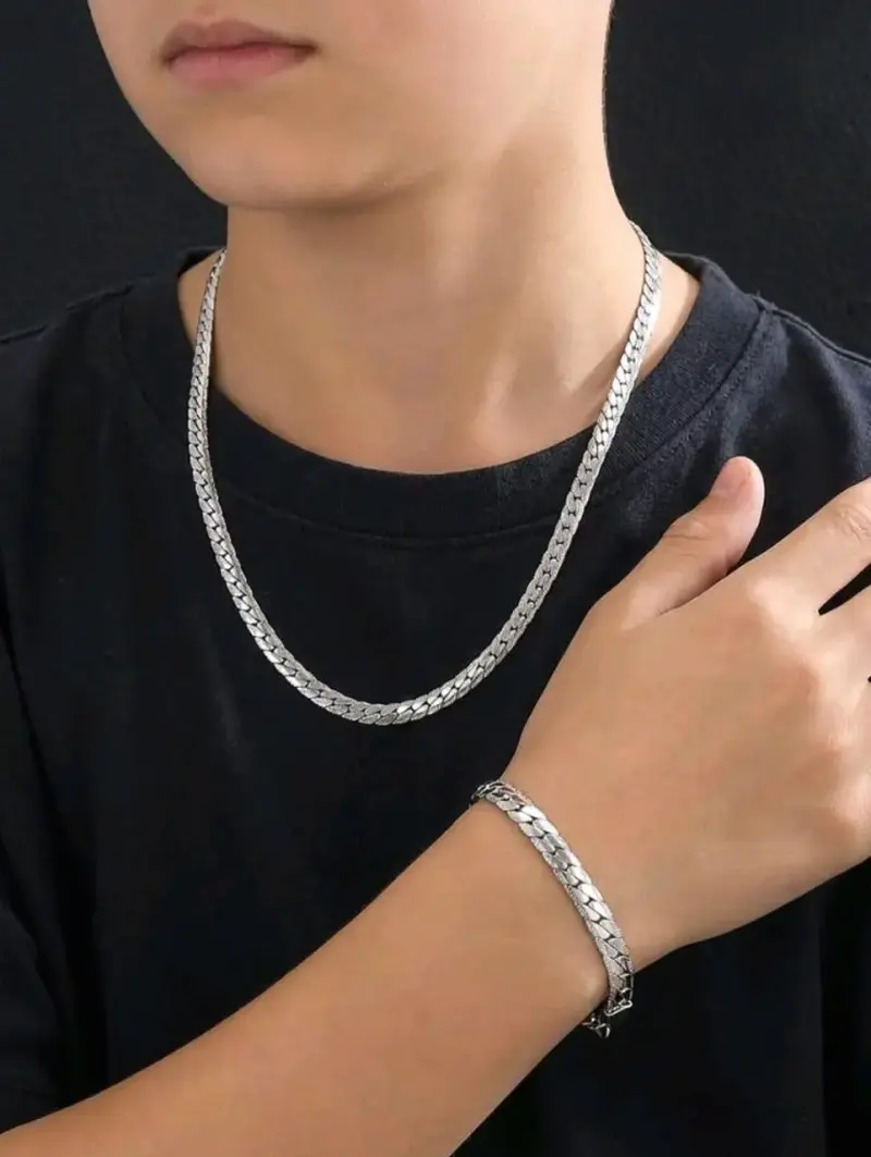 Conjunto de collar y pulsera de plata Ley 925 - 2
