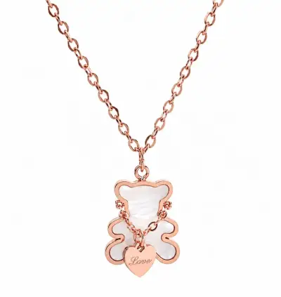 Collar de oso en oro rosa con dije de corazón - miniatura 3
