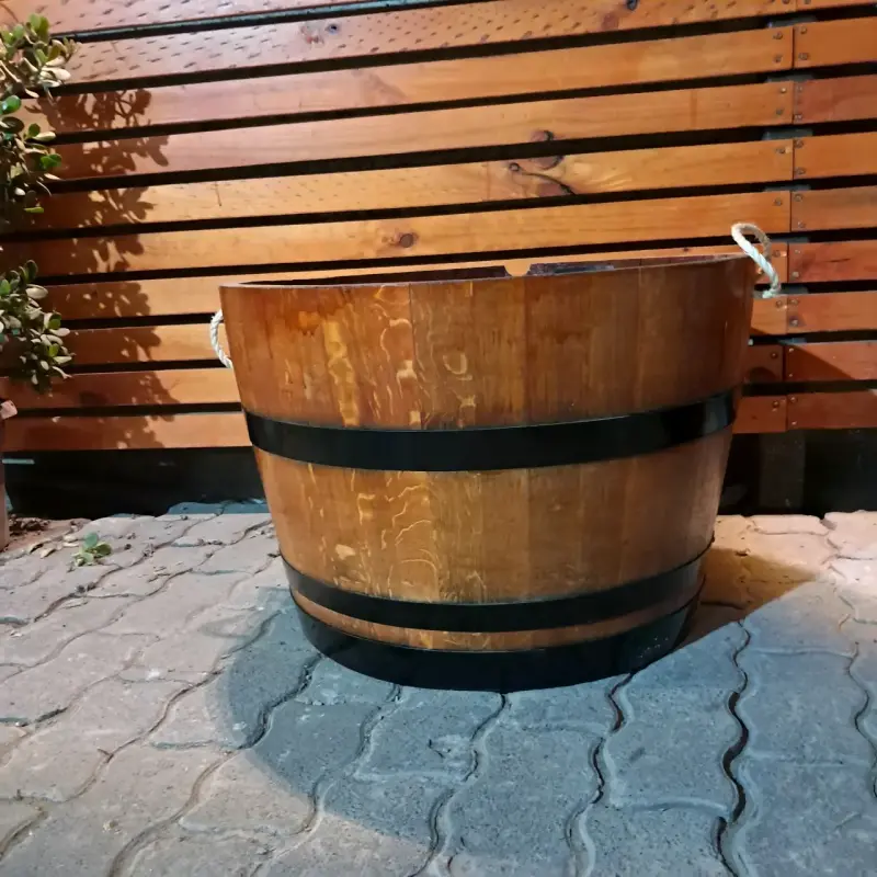 Barril de madera decorativo con asas - 2