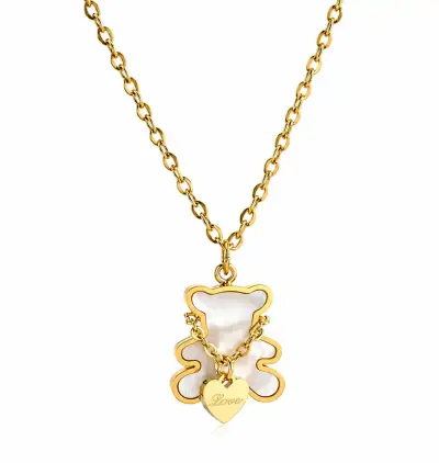 Collar TOUS dorado con dije de oso y corazón - miniatura 1