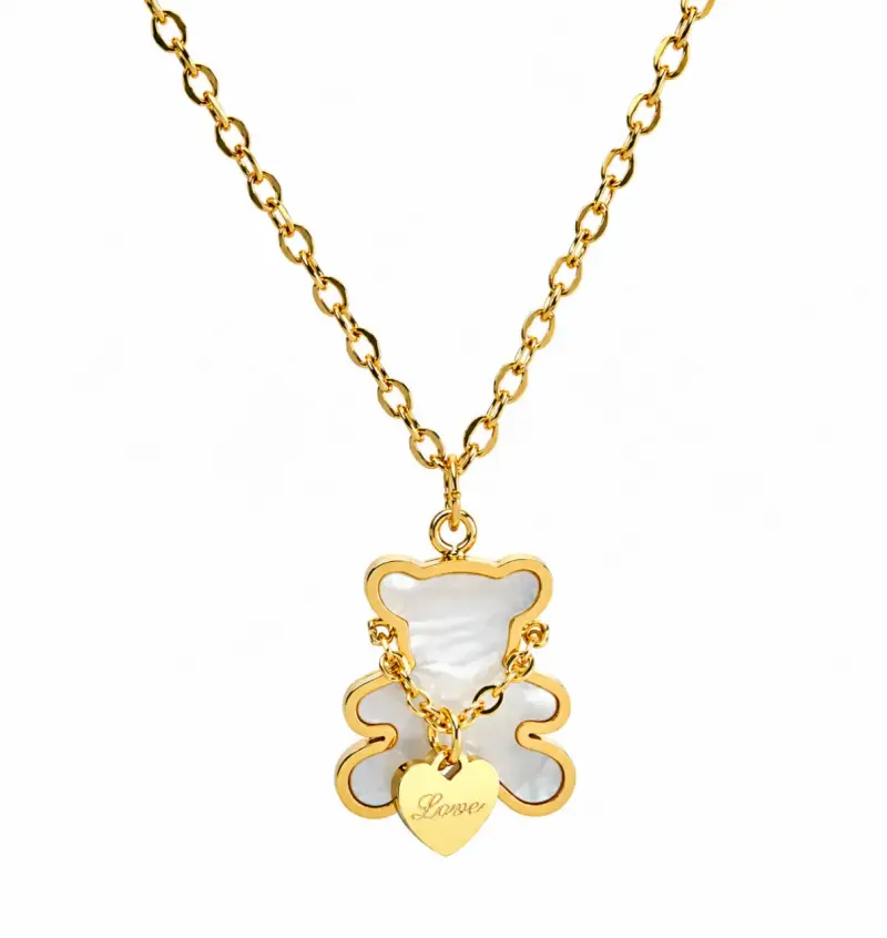 Collar TOUS dorado con dije de oso y corazón - 3
