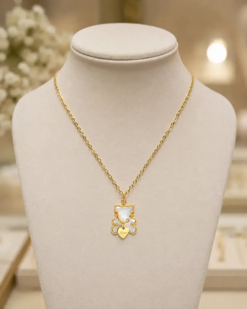 Collar TOUS dorado con dije de oso y corazón - 4