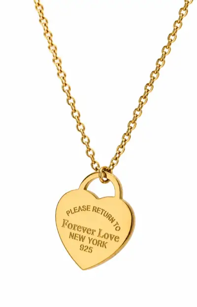 Collar de oro con dije de corazón grabado - miniatura 1