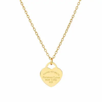 Collar de oro con dije de corazón grabado - miniatura 4