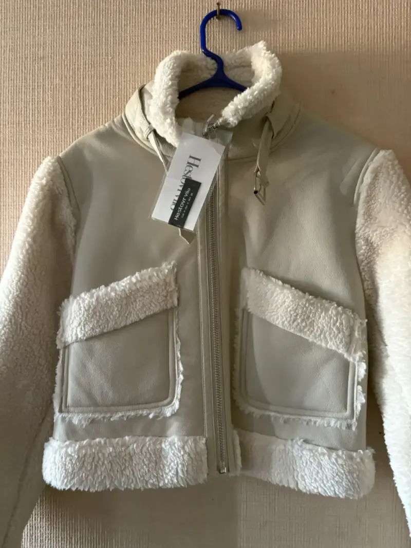 Chaqueta de cuero sintética con forro de borrego - 2