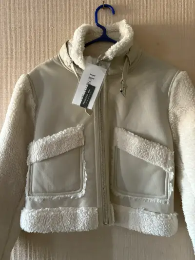 Chaqueta de cuero sintética con forro de borrego - miniatura 2