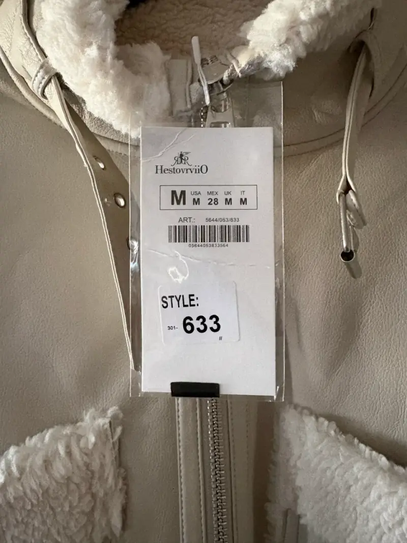 Chaqueta de cuero sintética con forro de borrego - 3
