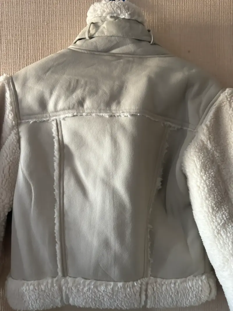 Chaqueta de cuero sintética con forro de borrego - 5