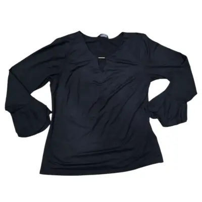 Blusa negra de manga larga elegante - miniatura 1