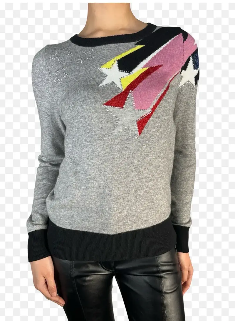 Suéter gris con diseño de estrellas Rapsodia - 5