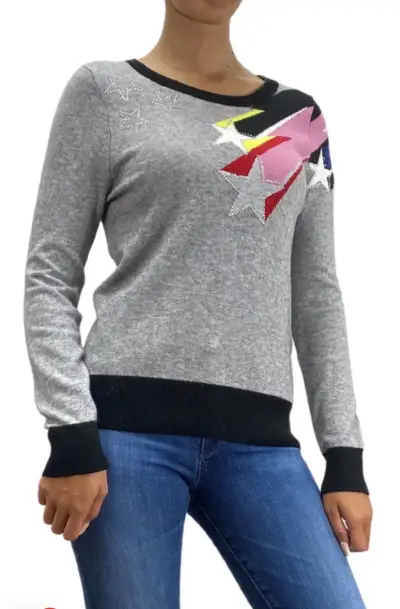 Suéter gris con diseño de estrellas Rapsodia - miniatura 6
