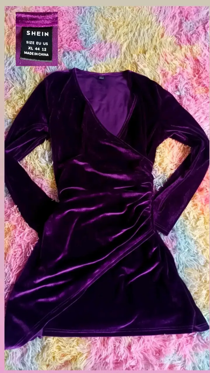 Vestido ajustado morado de manga larga - 2