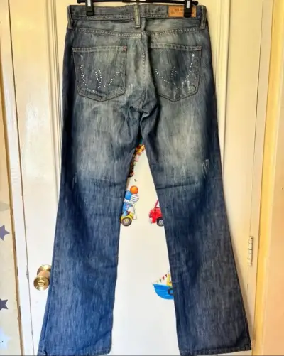 Jeans azules con detalles de strass Wanama - miniatura 4