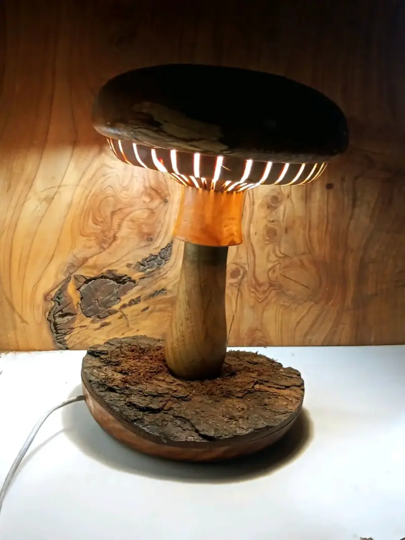 Lámpara de mesa artesanal de madera - 3