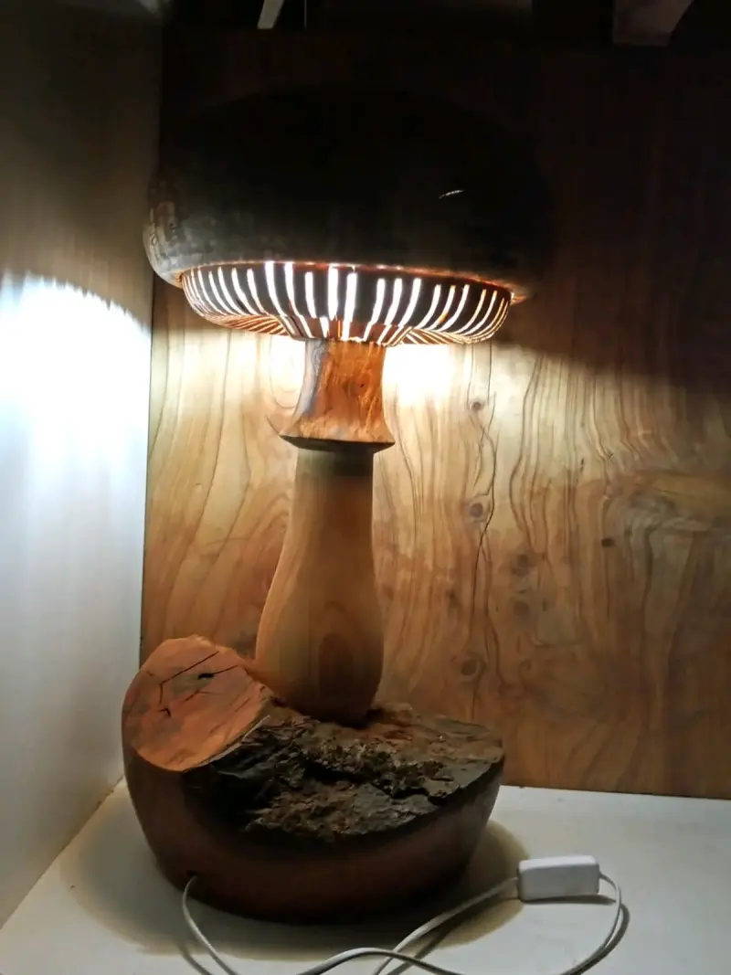 Lámpara de mesa artesanal en madera - 2