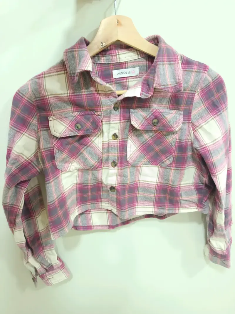 Camisa a cuadros rosa para niña - 1
