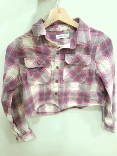 Camisa a cuadros rosa para niña - miniatura 1