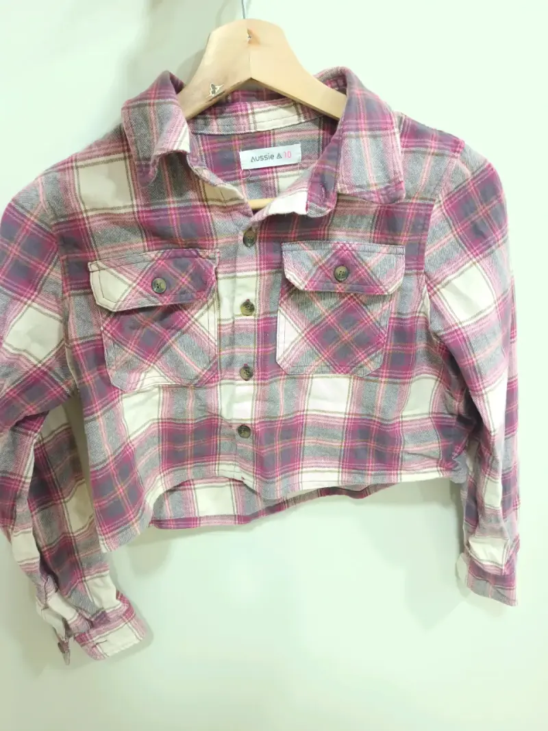 Camisa a cuadros rosa para niña - 2
