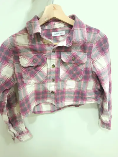 Camisa a cuadros rosa para niña - miniatura 2