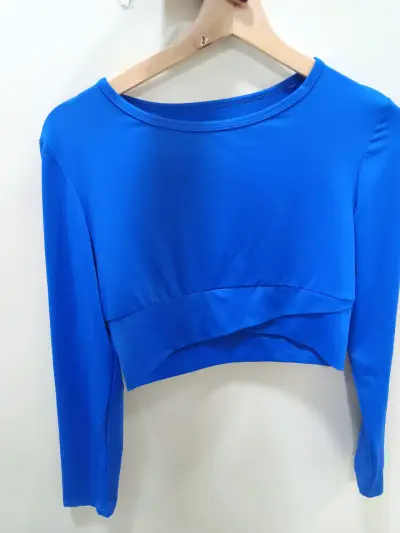 Polera azul manga larga para mujer - miniatura 1