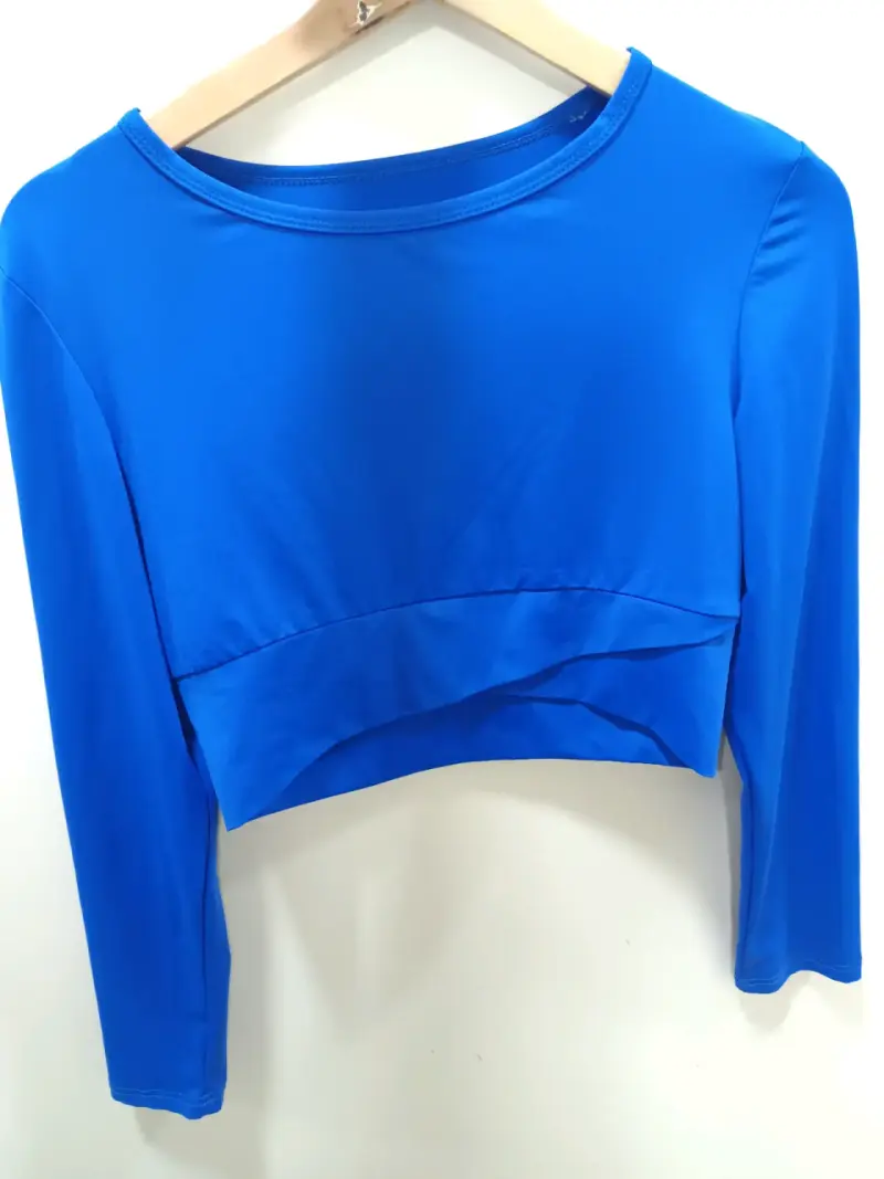 Polera azul manga larga para mujer - 2