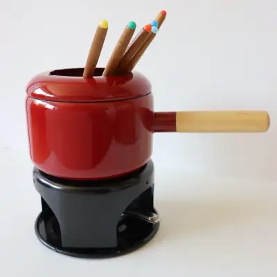 Set de fondue rojo con quemador - miniatura 1