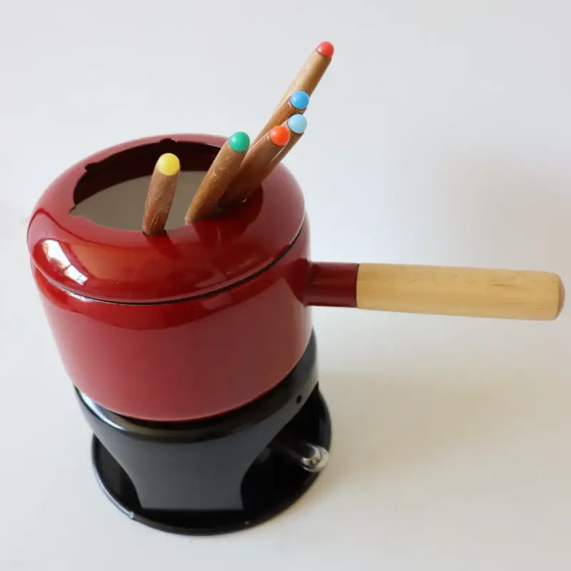 Set de fondue rojo con quemador - 2