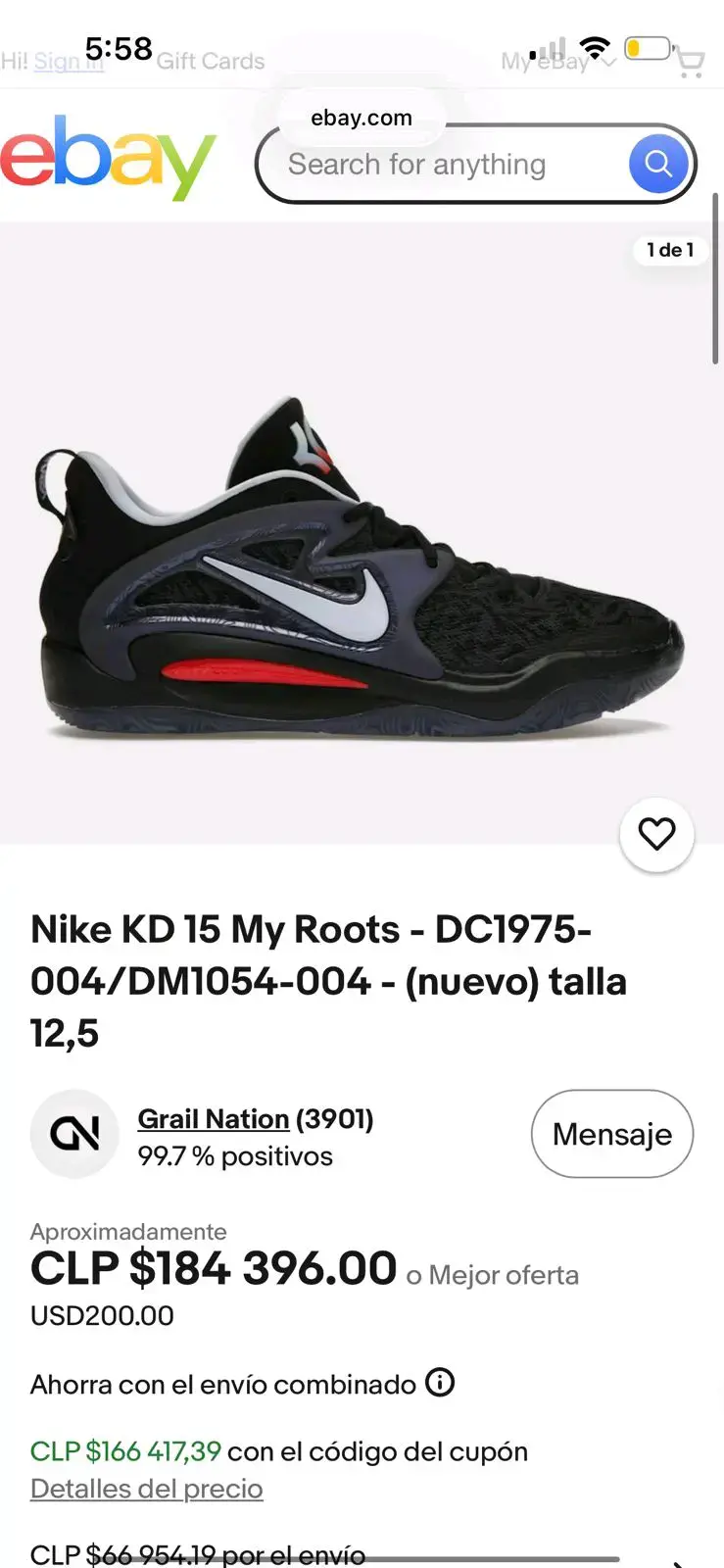 Zapatillas Nike KD 15 My Roots negras - 1