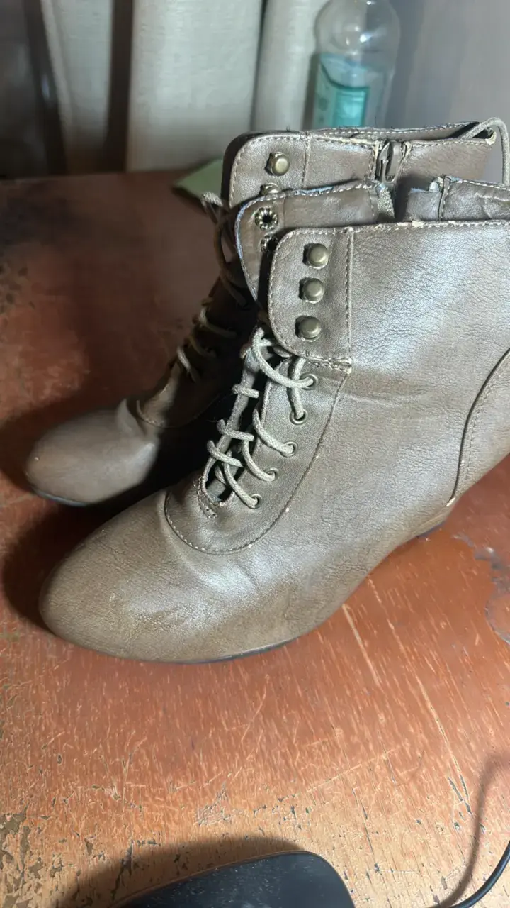 Botines de cuero marrón con cordones - 2