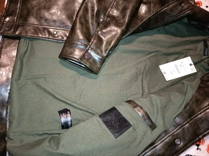 Chaqueta de cuero sintético marrón para hombre - 6