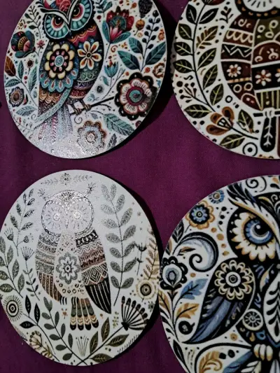 Set de posavasos decorativos con diseño de búhos - miniatura 2