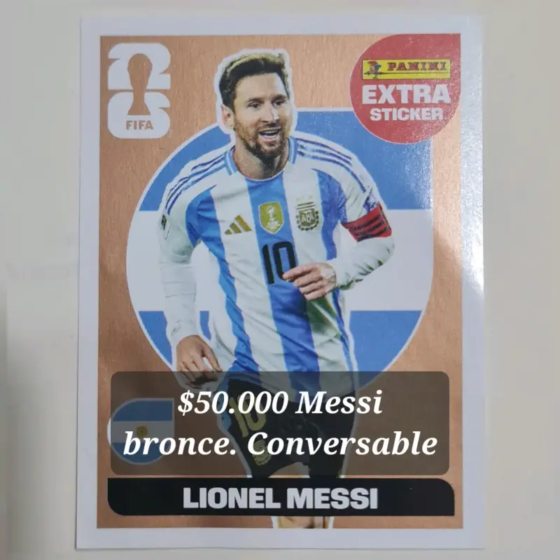 Lámina Panini Lionel Messi edición bronce