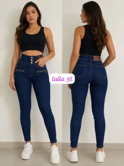 Jeans ajustados azul oscuro talla 36 - miniatura 1