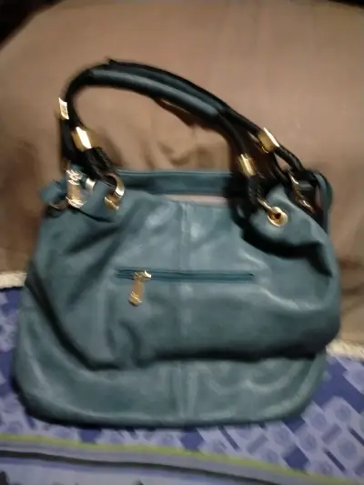 Bolso de cuero azul con tachas Likas - miniatura 2