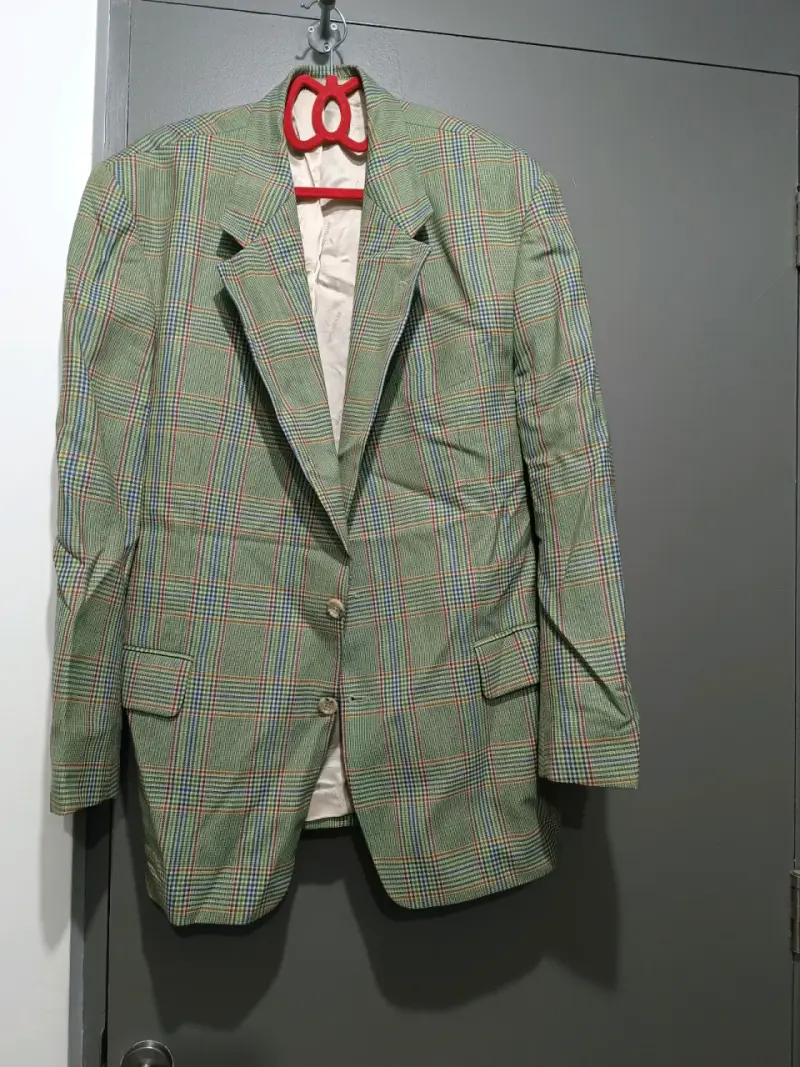 Blazer vintage a cuadros verde - 1