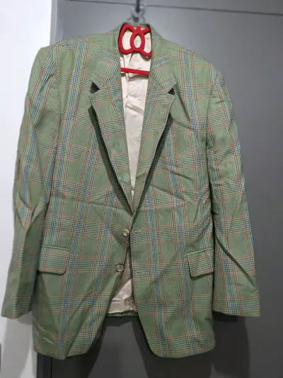 Blazer vintage a cuadros verde - miniatura 2