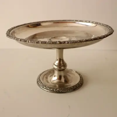 Plato alto de servir. Rowley MPG Co. Silver border - miniatura 1