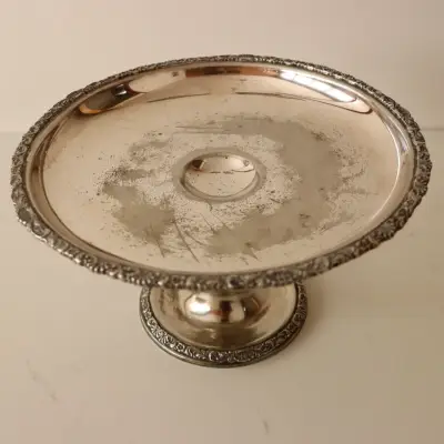 Plato alto de servir. Rowley MPG Co. Silver border - miniatura 2
