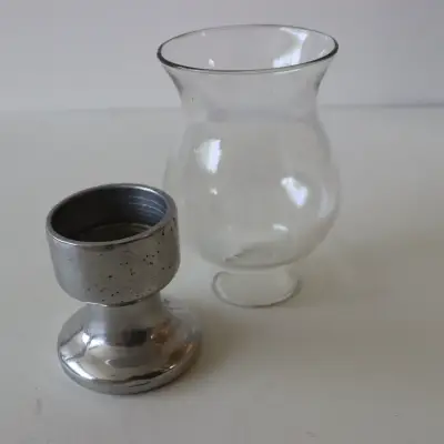 Portavelas de vidrio y peltre - miniatura 2