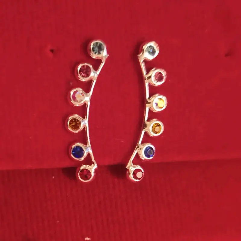Aros de plata con piedras multicolor