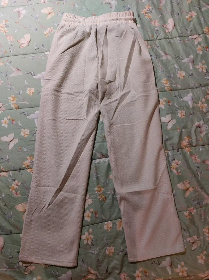 Pantalones de tela beige con elástico - 2