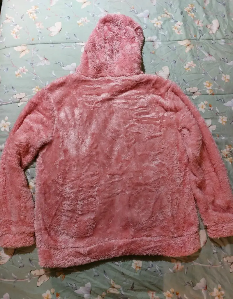Chaqueta de felpa rosada con capucha - 2
