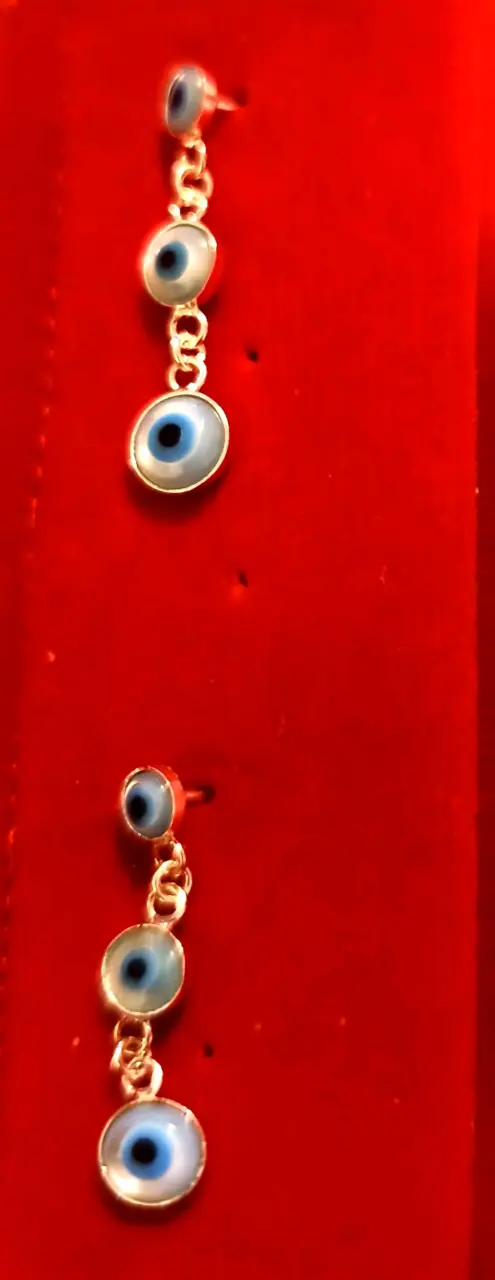 Aros colgantes con ojo turco azul
