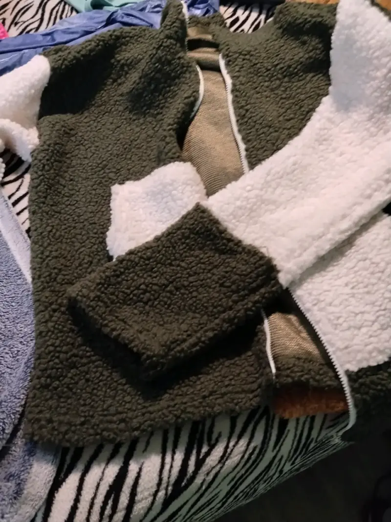 Chaqueta de lana polar bicolor - 1