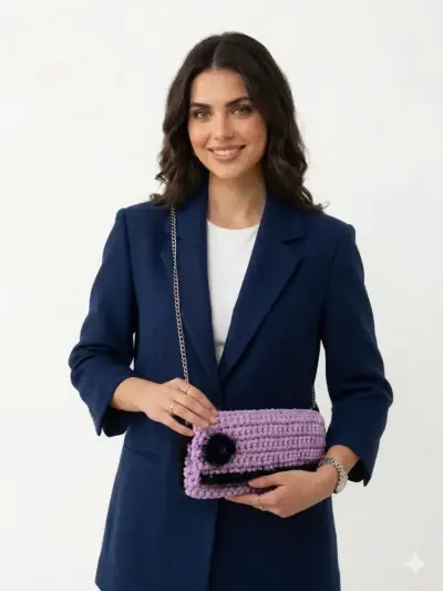 Cartera estilo clutch tejida a mano - miniatura 1