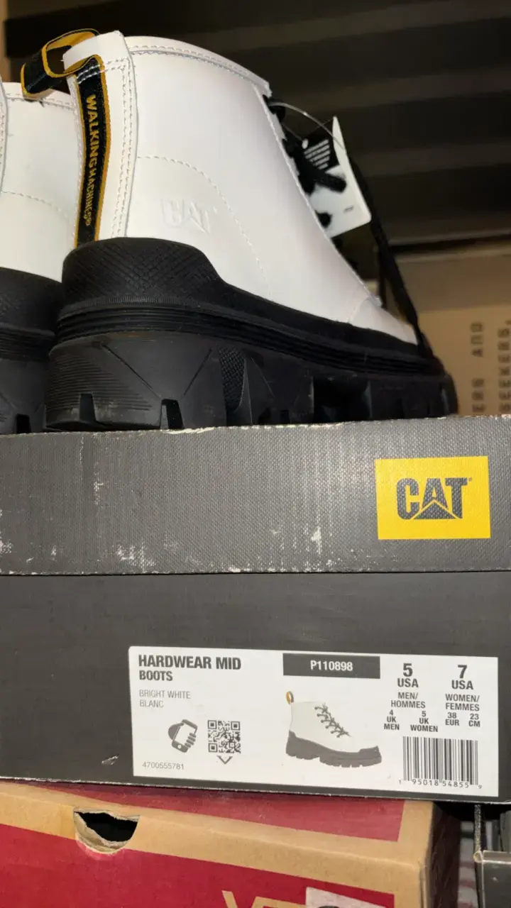 Botas blancas CAT de cuero con suela gruesa - 5
