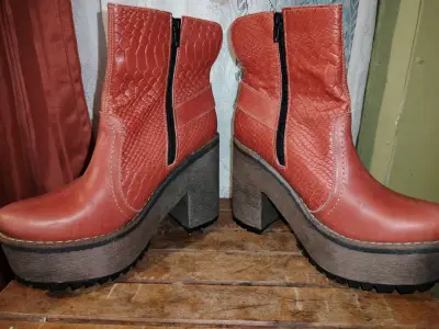 Botines de cuero con plataforma y cierre - miniatura 2