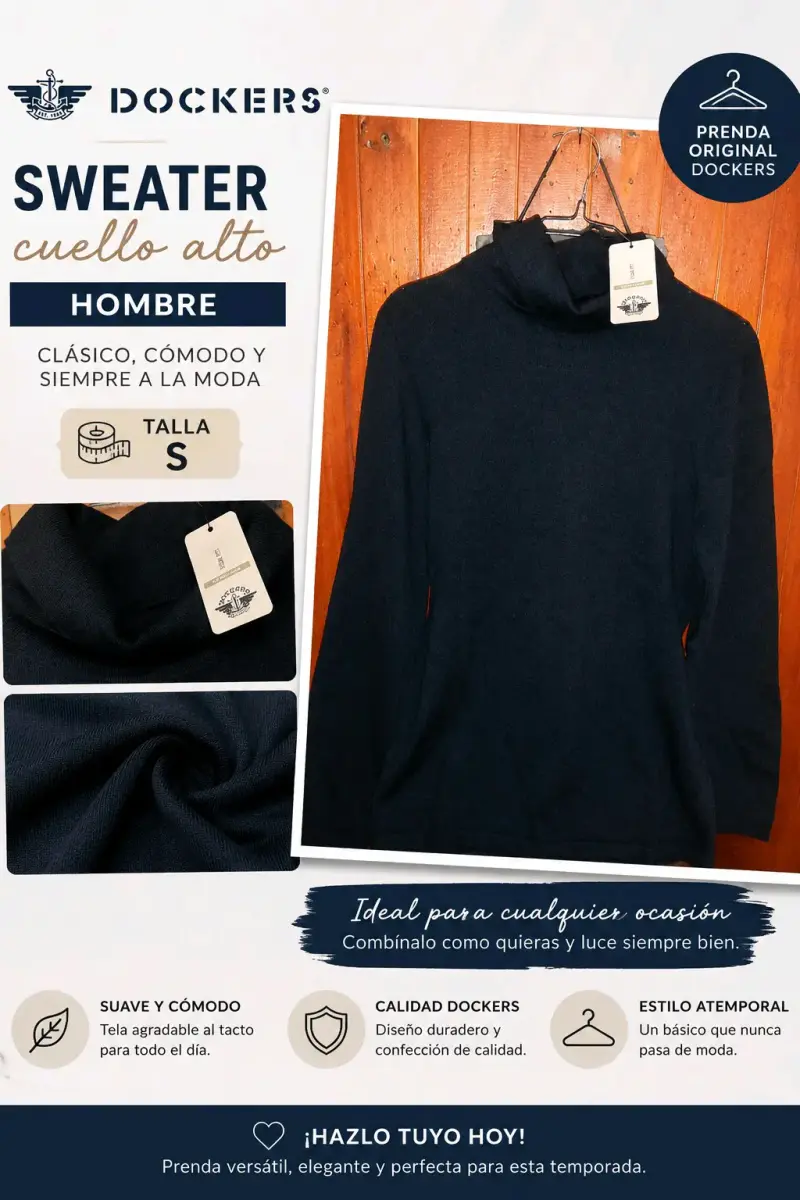 Sweater cuello alto Dockers hombre talla S