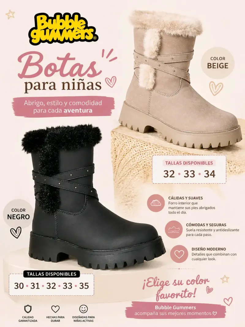 Botas Bubble Gummers para niñas color beige